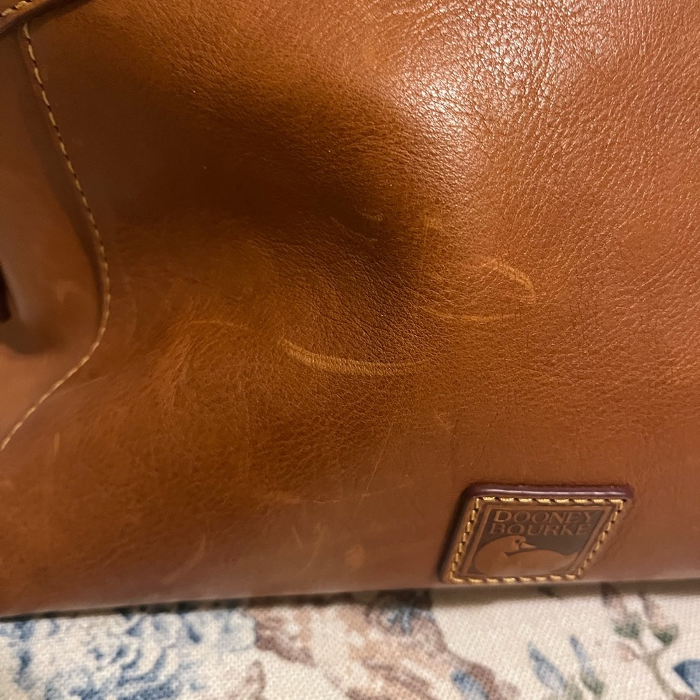 Dooney & Bourke Tan Leather Satchel with Brass Rings - Picture 6 of 8